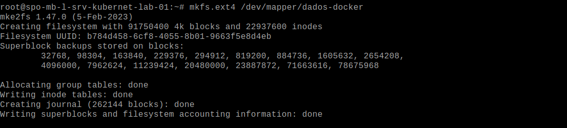 Formatando volume docker